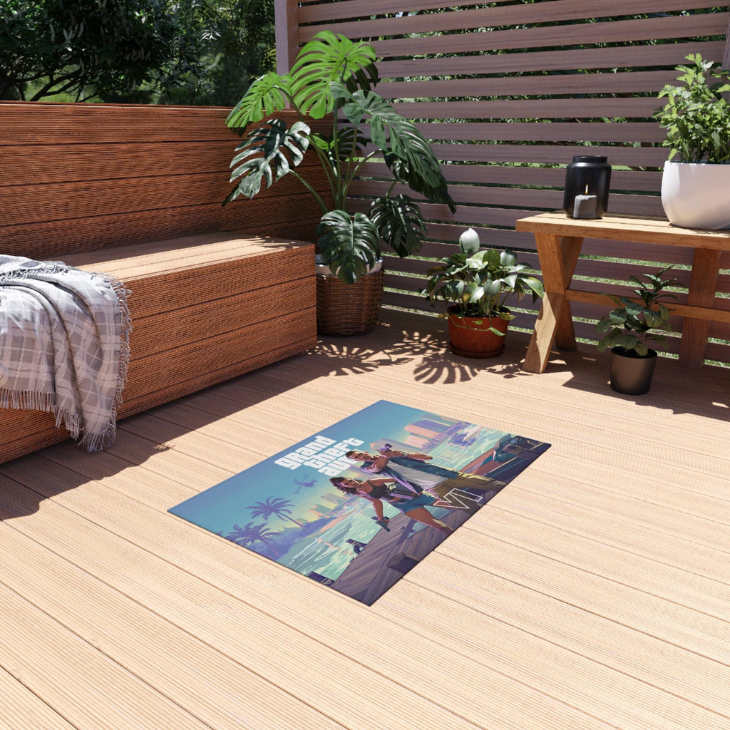 Grand Theft Gaming Outdoor Rug: Polyester Chenille Patio Mat VI