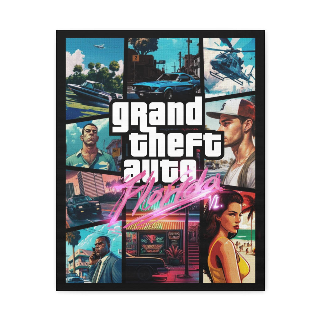 Grand Theft Gaming Miami Poster Canvas VI