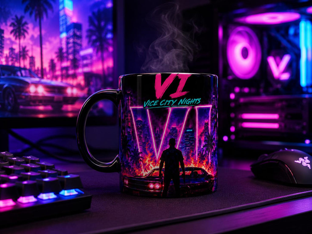 Vice City Nights neon retro wave Mug | 11oz or 15oz black mug
