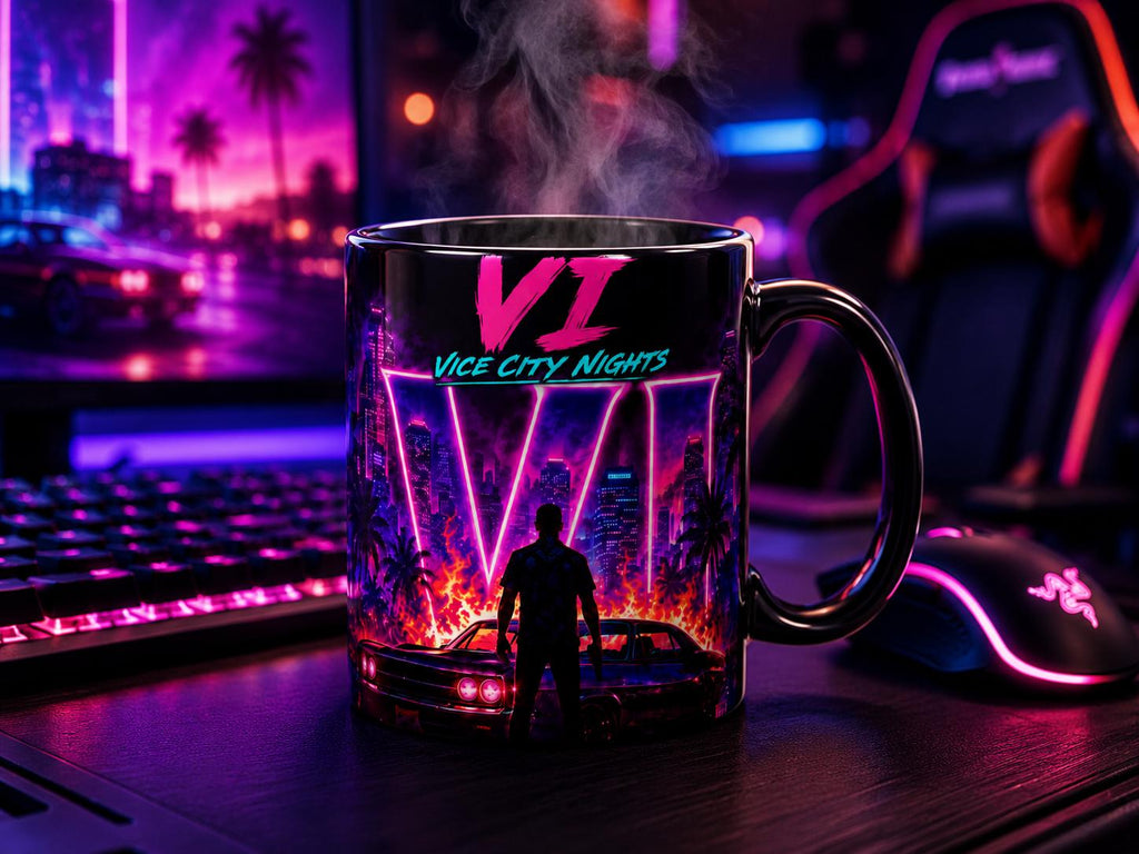 Vice City Nights neon retro wave Mug | 11oz or 15oz black mug