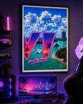 Grand Theft Gaming  Poster, Vice City Awaits neon art