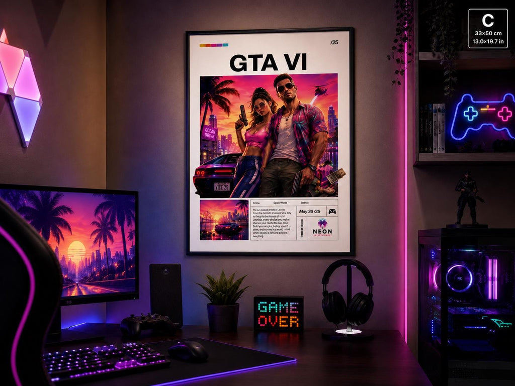 Grand Theft Gaming Original Poster, Gaming Room Artwork VI