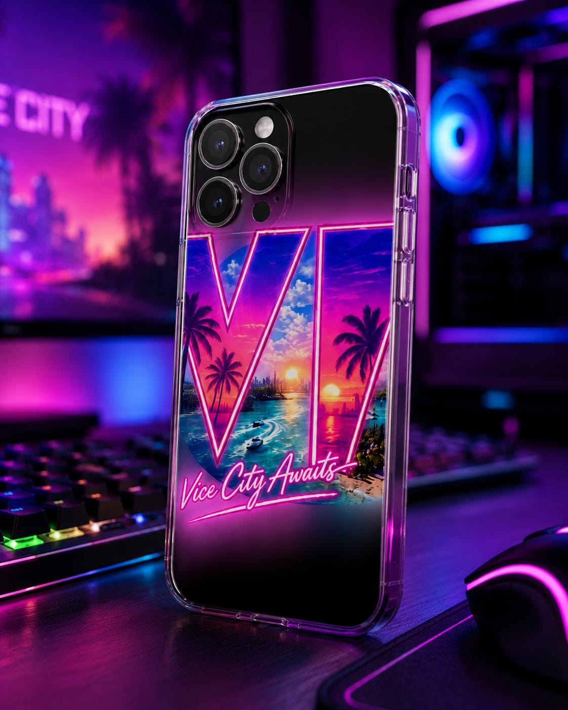 Grand Theft Gaming iPhone 16 Series Mobile Phone Case | TPU | Vice City Awaits !