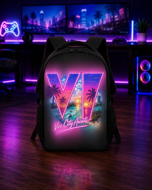 Neon City Backpack | Synthwave Gaming Polyester Bag