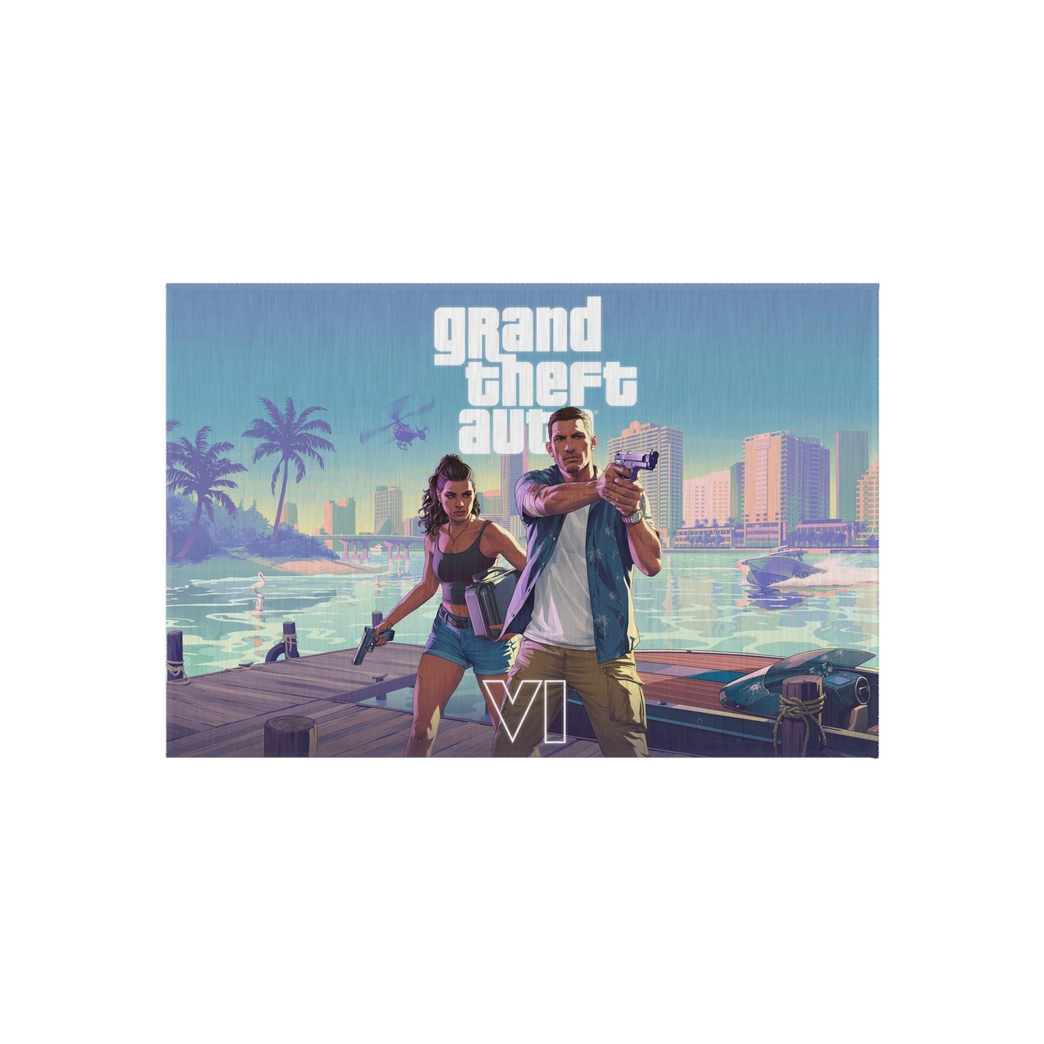 Grand Theft Gaming Outdoor Rug: Polyester Chenille Patio Mat VI