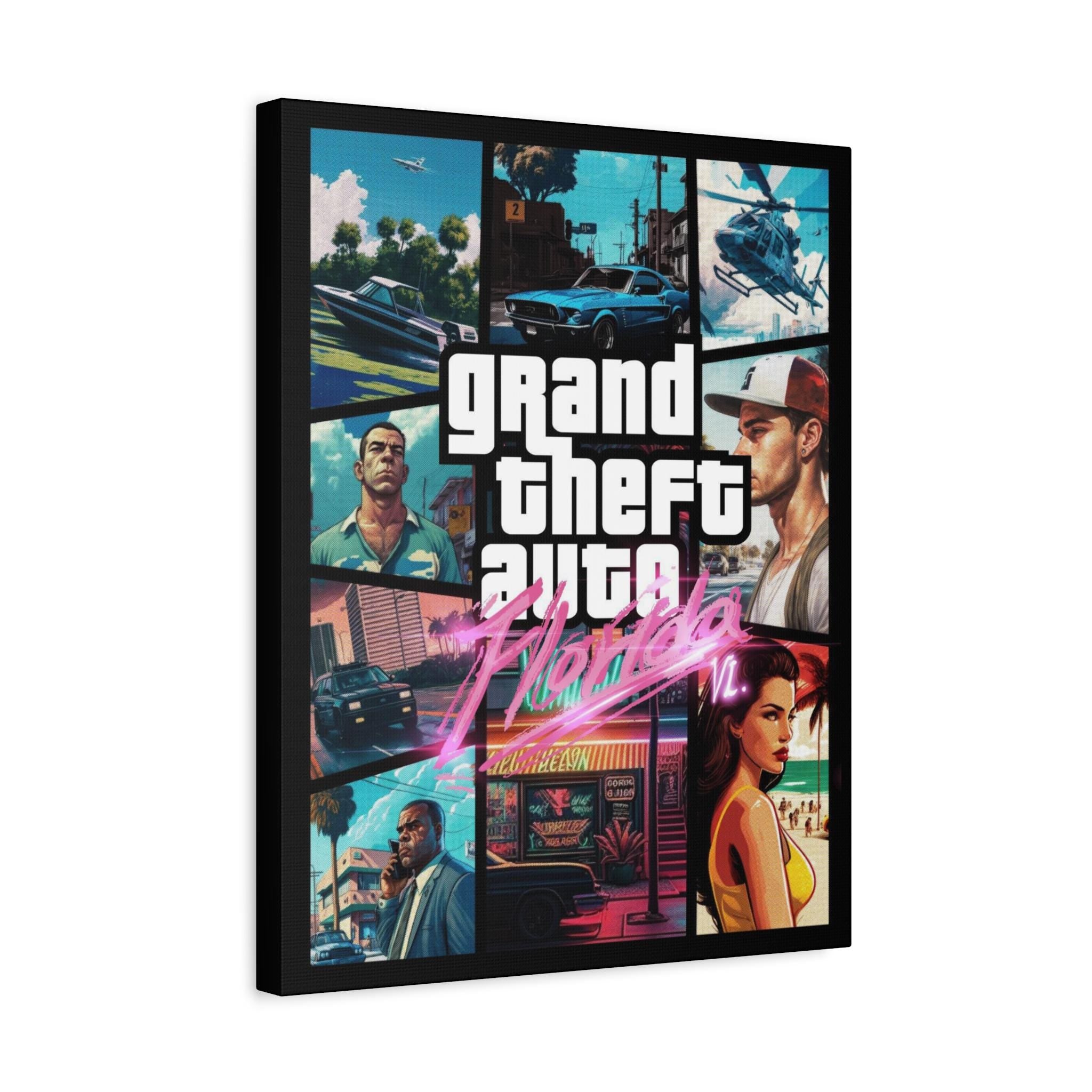 Grand Theft Gaming Miami Poster Canvas VI