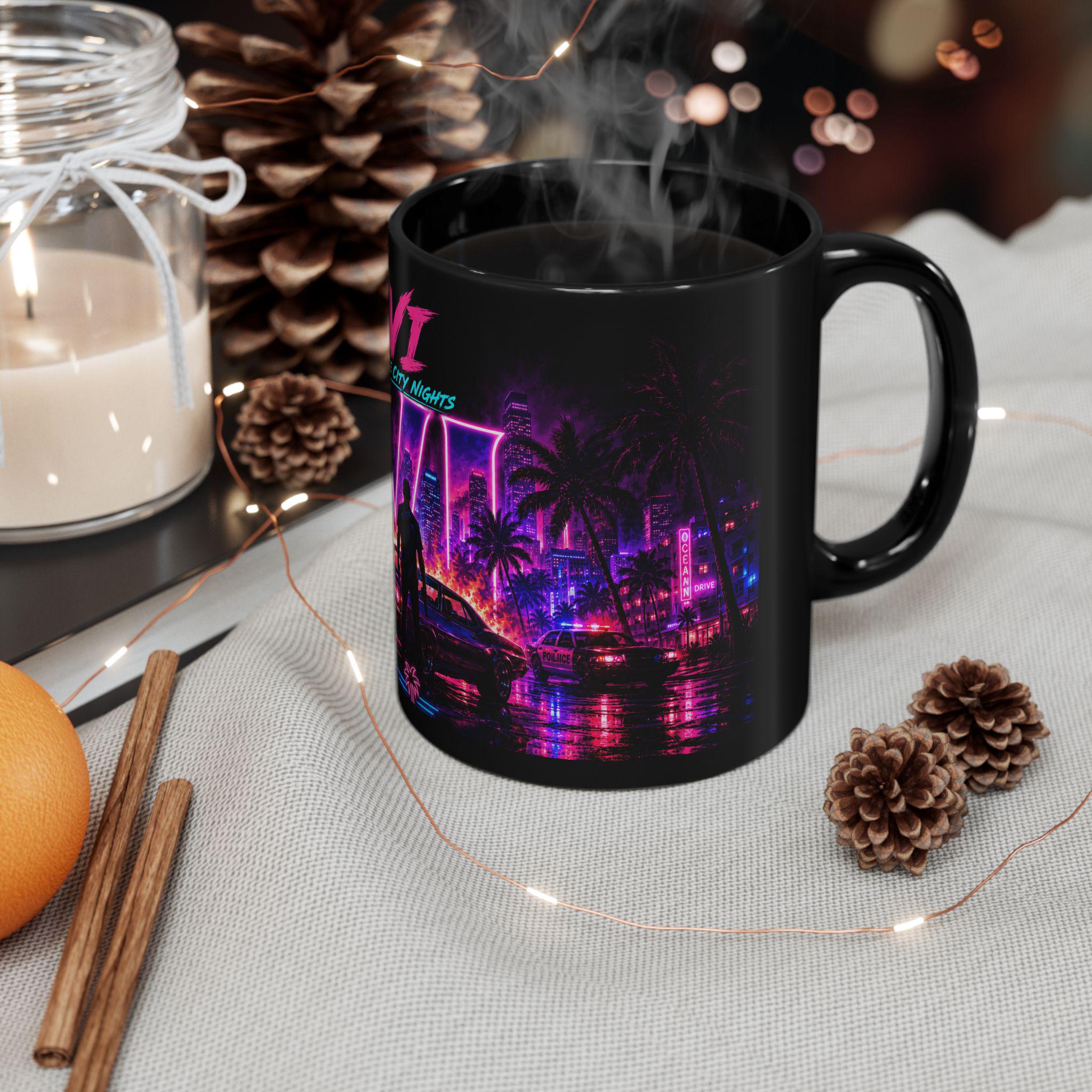 Vice City Nights neon retro wave Mug | 11oz or 15oz black mug