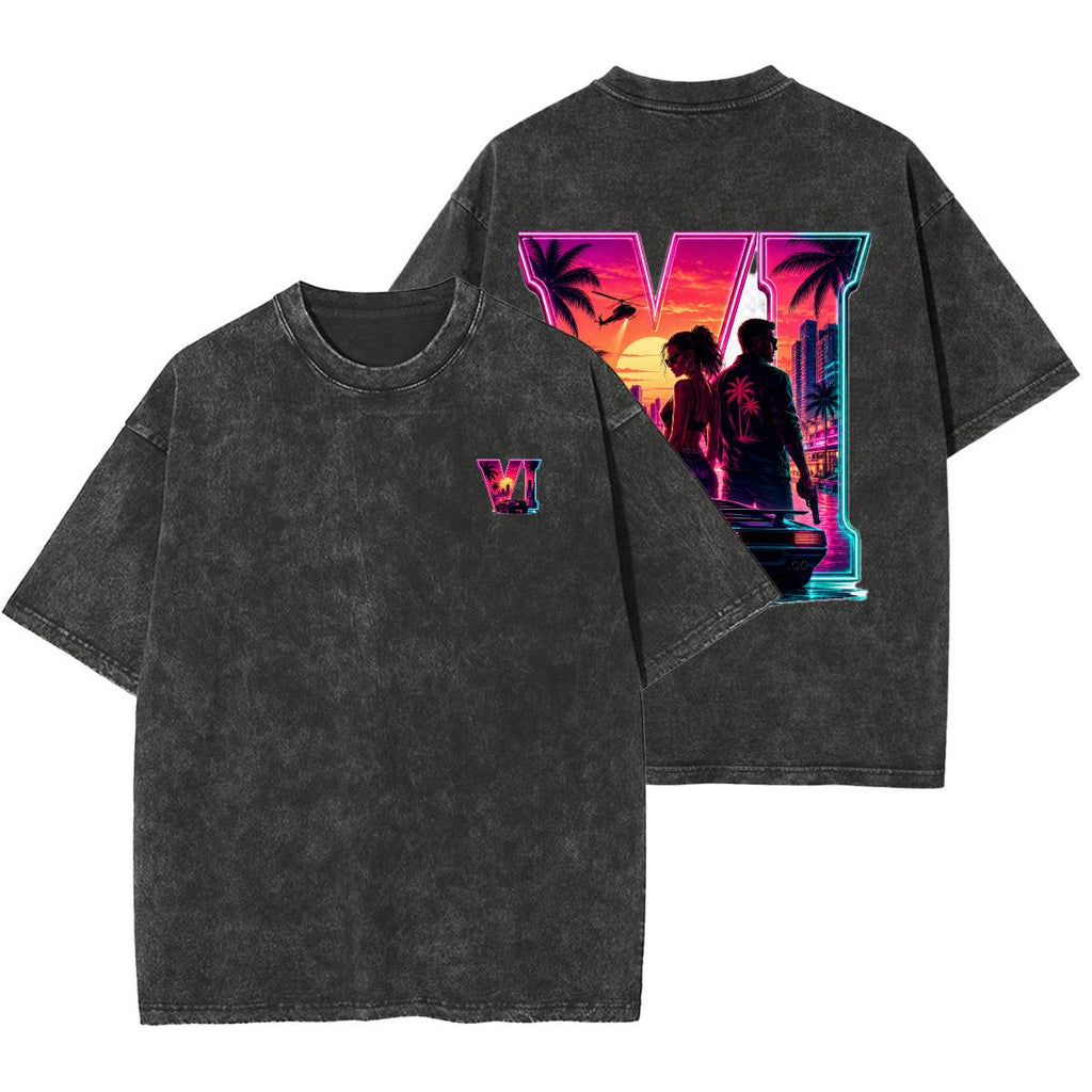 Grant Theft Gaming Unisex Heavyweight Washed Vice Nights VI