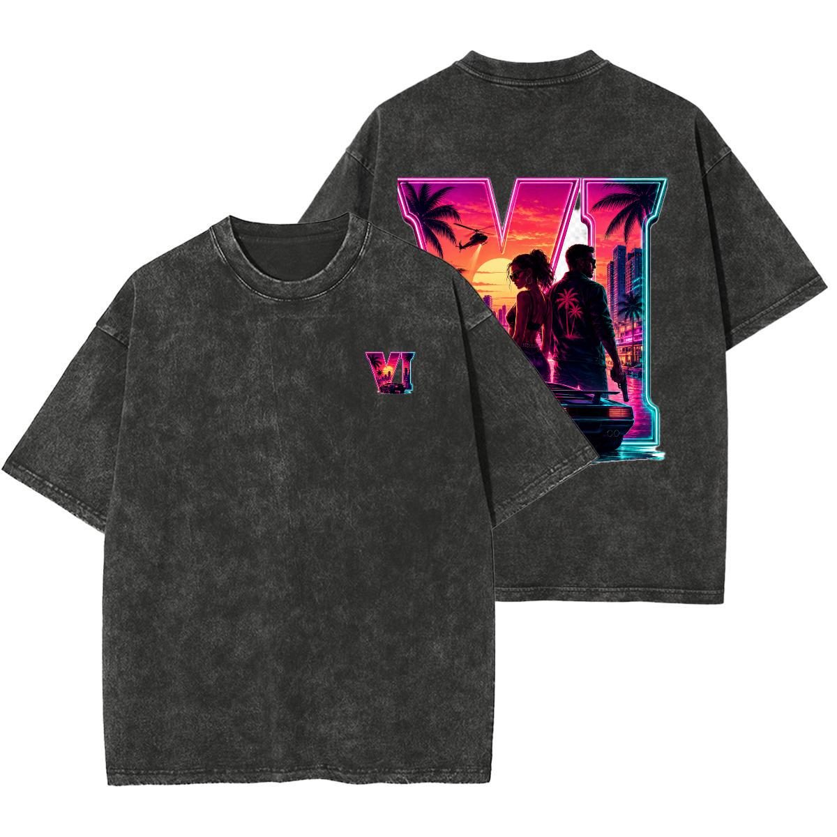 Grant Theft Gaming Unisex Heavyweight Washed Vice Nights VI