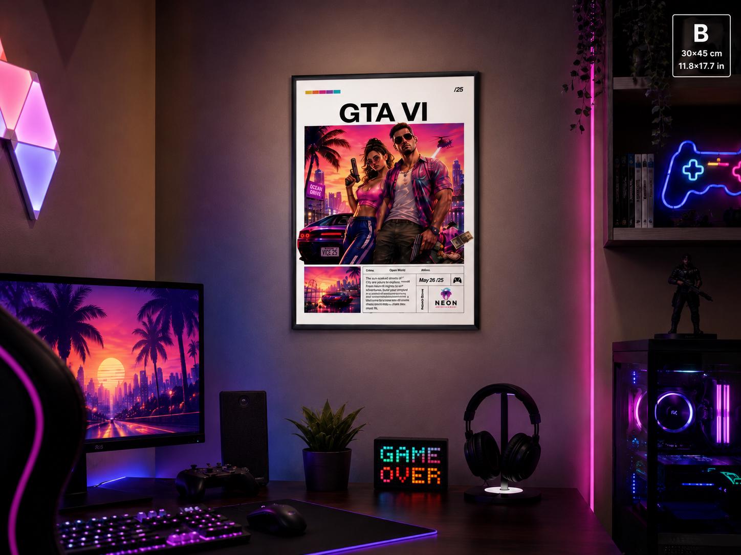 Grand Theft Gaming Original Poster, Gaming Room Artwork VI