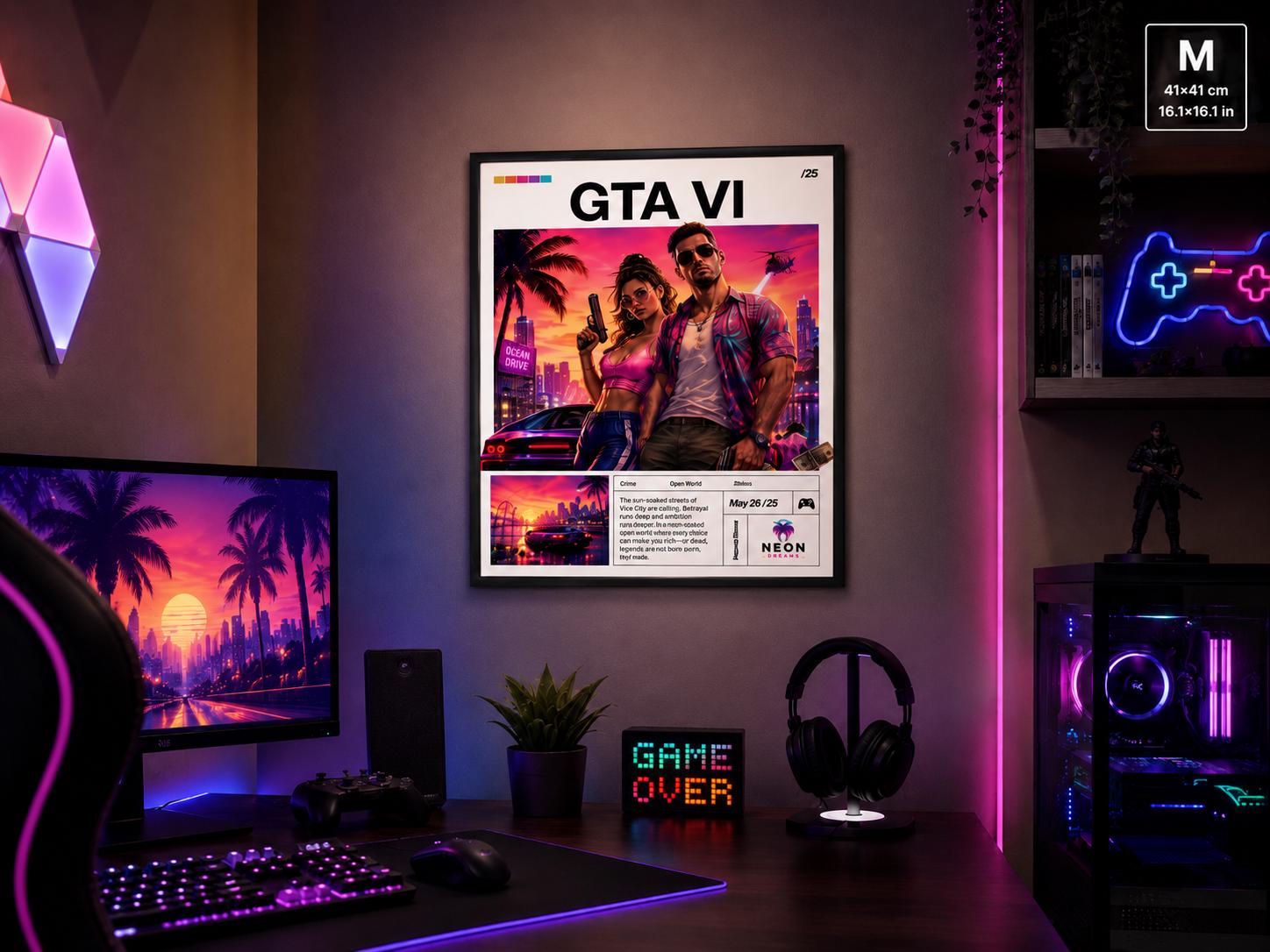 Grand Theft Gaming Original Poster, Gaming Room Artwork VI