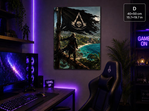 Jolly Roger Pirate Poster | Nautical Gaming Wall Art