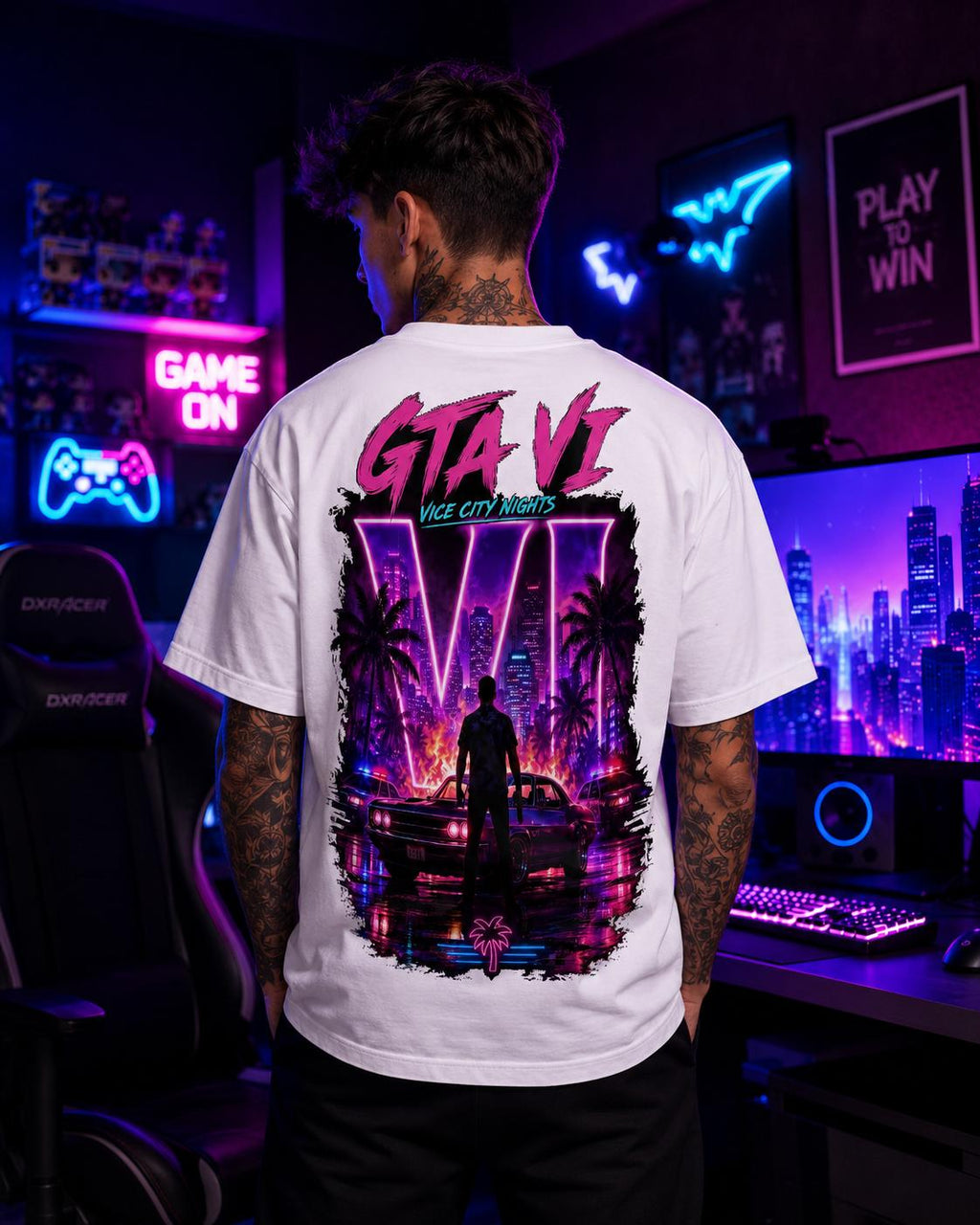 Grand Theft Gaming Unisex Oversized T-shirt, Retro