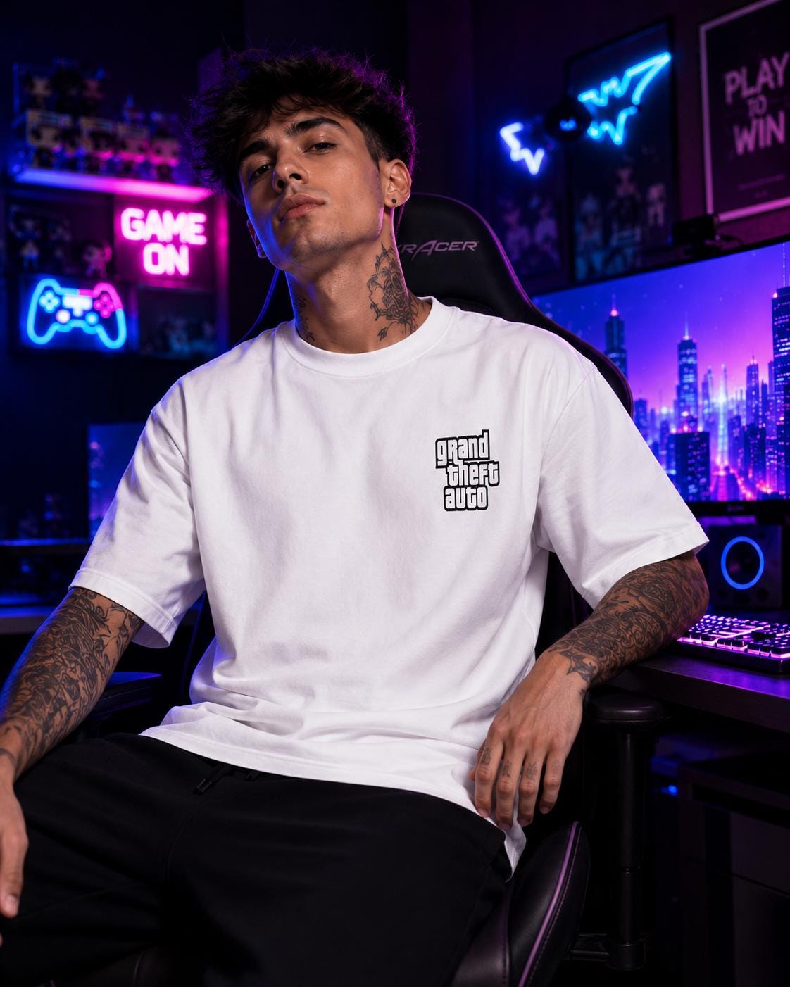 Grand Theft Gaming Unisex Oversized T-shirt, Retro