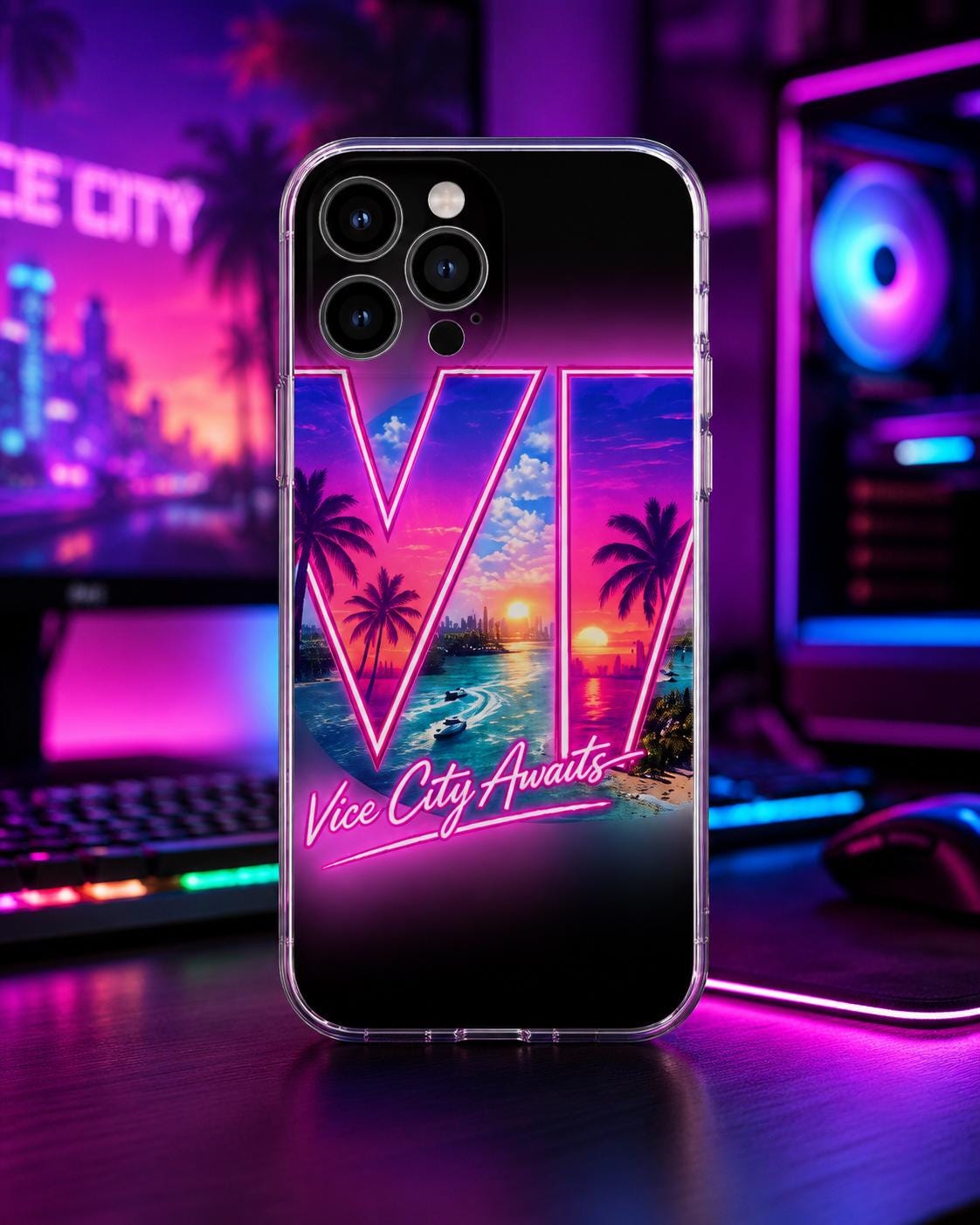 Grand Theft Gaming iPhone 16 Series Mobile Phone Case | TPU | Vice City Awaits !