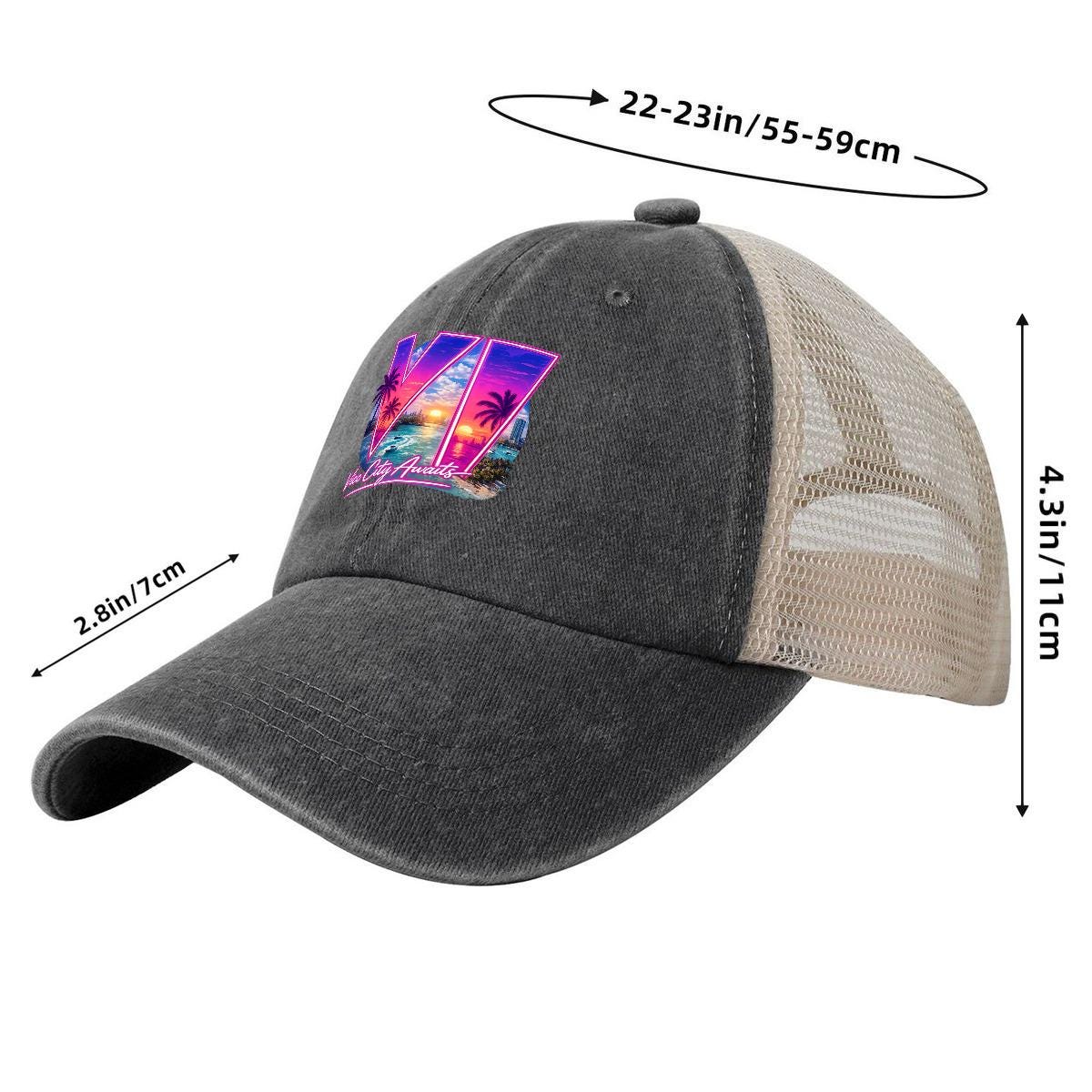 Grand Theft Gaming Vintage Washed Denim Mesh Cap | VI | Printed in USA