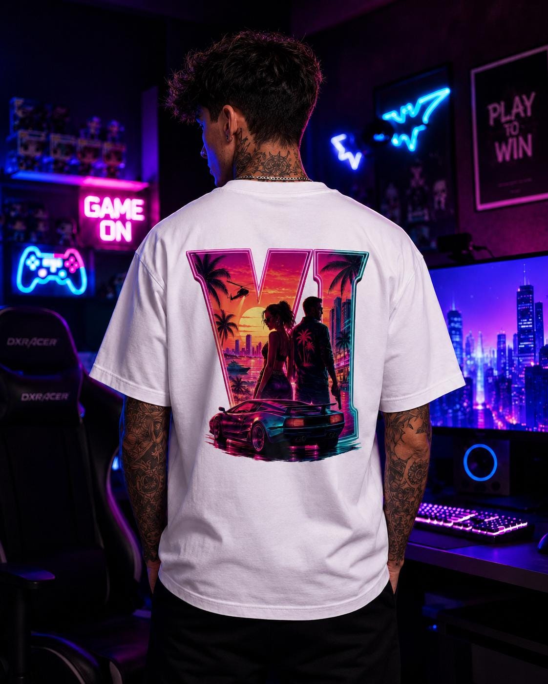 Grant Theft Gaming Unisex Heavyweight Tee | Vice Nights VI t-shirt