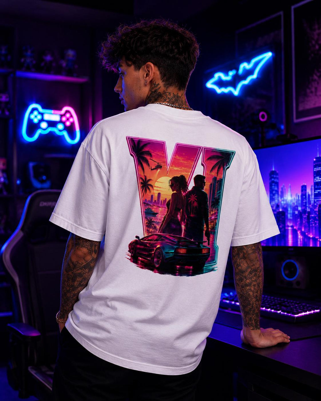 Grant Theft Gaming Unisex Heavyweight Tee | Vice Nights VI t-shirt